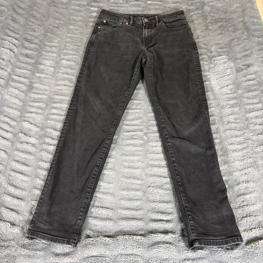 American Eagle Athletic Fit Jeans Mens 30x32 Faded Black Tapered Stretch Denim